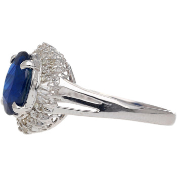 3.21 Carat Oval Cut Blue Sapphire and Diamond in Platinum Ring – Assay Jewelers