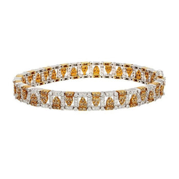 3.22 Carat TW Fancy Brown and White Diamonds in Patterned 18K White and Yellow Gold Bracelet | 7 inches – Assay Jewelers