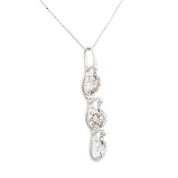 3.38 Carat 3 Stone Diamond Dangle Pendant Necklace in 18K White Gold – Assay Jewelers