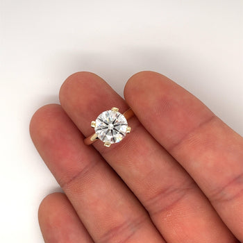 3.40 Carat Round Cut F/VS2 Lab Grown Diamond Solitaire Ring in 14K Yellow Gold – Assay Jewelers