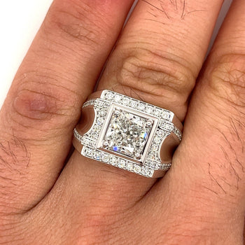 3.41 Carat Lab Diamond Mens Cluster Ring in 18K White Gold – Assay Jewelers