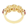 3.43 Carat Oval Cut Ruby and Diamond Halo Wedding Band Ring in 18K Gold