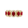 3.43 Carat Oval Cut Ruby and Diamond Halo Wedding Band Ring in 18K Gold