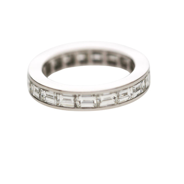3.5 Carat Emerald Cut East West Diamond Channel Platinum Eternity Wedding Band