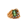 3.5 Carat Green Tourmaline 14K Gold Nugget Mens Ring