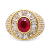 3.60 Carat Burma Ruby Oval Cut and Diamond 18K Gold Men’s Ring