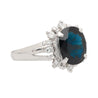 3.62 Carat Oval Blue Sapphire and Diamond Halo Platinum Split Ring