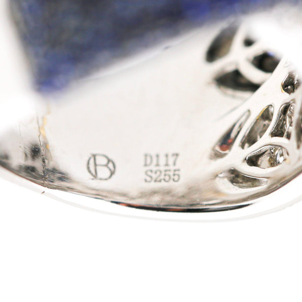 3.72 Carat Blue Sapphire & Diamond Pave 18K Crossover Band Ring