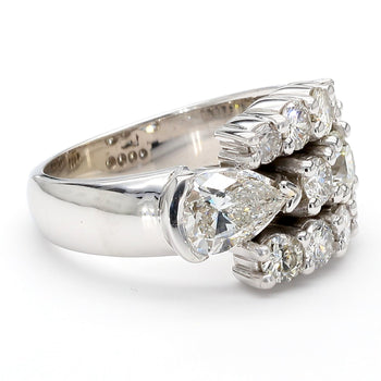 3.75 Carat Pear & Round Diamond 14K White Gold East West Bypass Cluster Ring – Assay Jewelers