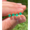 3mm-4mm Colombian Emerald Square-Cut Stud Earrings in 18k Gold