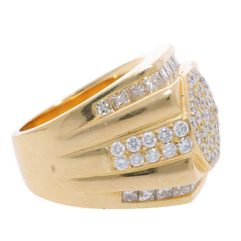 4 Carat Princess & Round Diamond 18K Gold Cluster Mens Statement Ring – Assay Jewelers