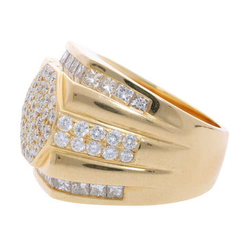 4 Carat Princess & Round Diamond 18K Gold Cluster Mens Statement Ring – Assay Jewelers