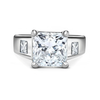4 Carat Radiant Cut Lab Grown Diamond Ring With Half Moon Side Stone in 14K White Gold