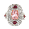 4.05 Carat Padparadscha Sapphire No Heat Sri Lanka With Ruby and Diamond Ring