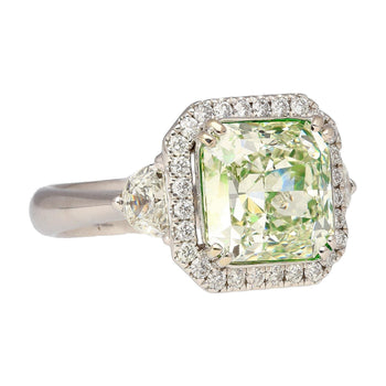 4.26 Carat Radiant Cut Fancy Yellowish Green SI1 Clarity Diamond Ring – Assay Jewelers