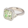 4.26 Carat Radiant Cut Fancy Yellowish Green SI1 Clarity Diamond Ring