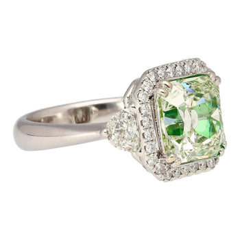 4.26 Carat Radiant Cut Fancy Yellowish Green SI1 Clarity Diamond Ring – Assay Jewelers