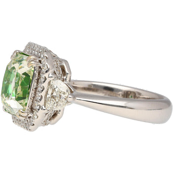 4.26 Carat Radiant Cut Fancy Yellowish Green SI1 Clarity Diamond Ring – Assay Jewelers