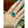 4.26 Carat Vivid Green Colombian Muzo Mine Emerald & Emerald Cut Side Diamond Ring