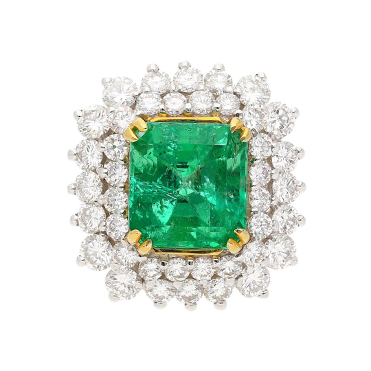 4.30 carat natural Colombian Emerald in Diamond cluster ring