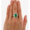 4.49 Carat Sugarloaf Cabochon Cut Colombian Emerald and Diamond Halo Ring in 18k White Gold