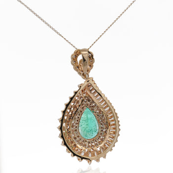 4.5 Carat Pear Cut Colombian Emerald & Diamond 18K Pendant Necklace – Assay Jewelers