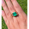 4.60 Carat Natural Colombian Emerald & Baguette Diamonds in 14K Yellow Gold Unisex Ring