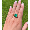 4.60 Carat Natural Colombian Emerald & Baguette Diamonds in 14K Yellow Gold Unisex Ring