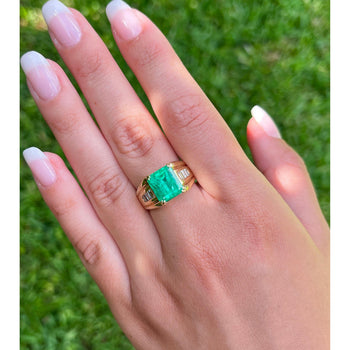 4.60 Carat Natural Colombian Emerald & Diamond 14K Gold Unisex Ring – Assay Jewelers