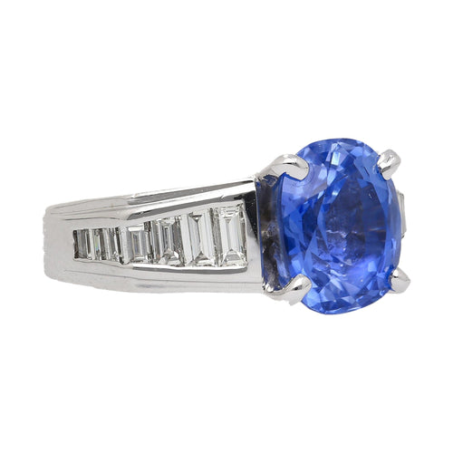 4.71ct Oval Cut No Heat Sri Lanka Blue Sapphire Ring