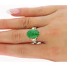 4.76 Carat Jadeite Jade with Trapezoid Cut Yellow Diamond Side Stone Ring in 18k White Gold