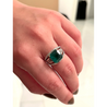 5 Carat Natural Emerald and Baguette Diamond 14k White Gold Art Deco Ring