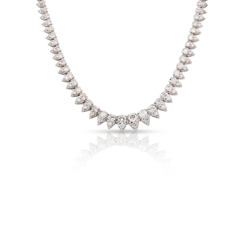 5 Carat Round Cut Diamond Platinum 2-Row Teardrop Tennis Necklace