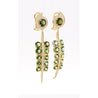 5 Carat Round Cut Green Tourmaline and Diamond Dangle Drop Earrings