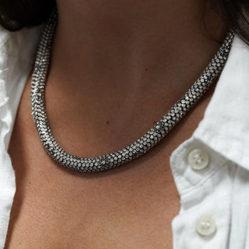 50 Carat Round Cut Diamond Cylinder Undulating Necklace in 18k – Assay Jewelers