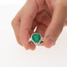 5.12 Carat Pear Cut Colombian Emerald Ring with Baguette Diamond Sides in 18K Gold