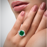 5.20 carat Minor Oil Colombian Emerald and Diamond Halo Ring