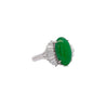 5.32 Carat Natural Jadeite Jade and Diamond Filigree Platinum Ballerina Ring