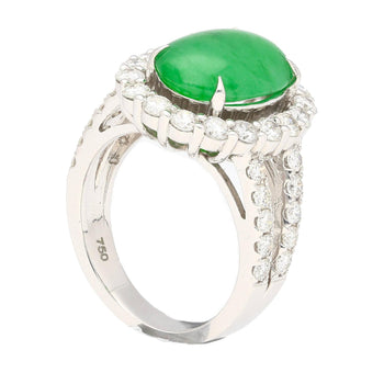 5.32 Carat Type A Jadeite Jade and Diamond Halo Ring in 18K White Gold – Assay Jewelers