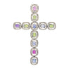 5.39 Carat Multicolored Natural Sapphire & Diamond Cross Pendant