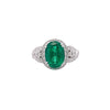 5.5 Carat Oval Cut Emerald & Diamond 18K White Gold Filigree Crossover Ring