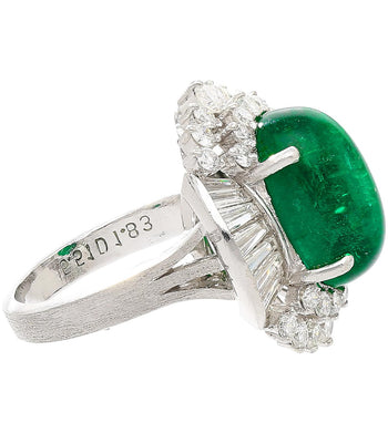 5.51 Carat Cabochon Cut Emerald & Diamond Platinum Ballerina Ring – Assay Jewelers