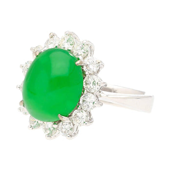 5.74ct Grade A Green Jade with Round-Cut Diamond Halo Ring – Assay Jewelers