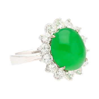 5.74ct Grade A Green Jade with Round-Cut Diamond Halo Ring – Assay Jewelers