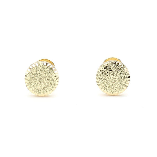 5mm Frosted Matte Round Screw Back 14K Gold Stud Earrings