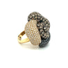 6 Carat TW Black, Brown, & White Diamond Cluster Flower Ring in 18K Yellow Gold