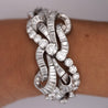 60 Carat Baguette & Round Cut Diamond in Platinum Retro Scroll Design Bracelet