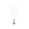 6.42 Carat Oval Emerald Drop & Diamond Halo Pendant Necklace