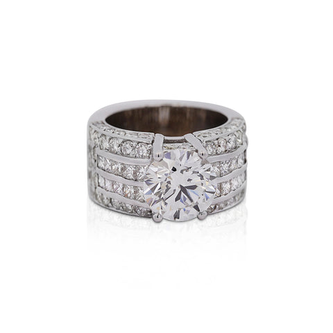 6.65 Carat Lab Grown & Natural Diamond in 14K White Gold Cluster Ring