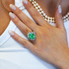 6.8 Carat Oval Cut Colombian Emerald and Diamond Platinum Ring